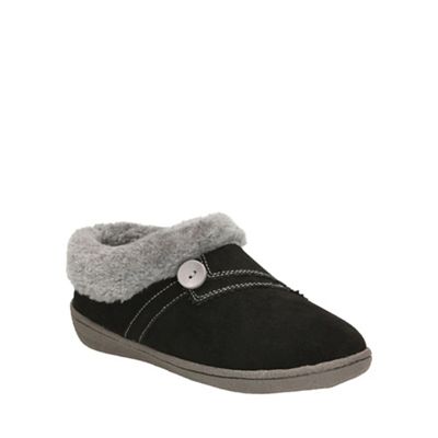 Black Suede Eskimo Snow Slip On Slipper